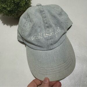 Baseball Cap Hat Light Wash Denim Chambray Embroidered Small Town‎ Girl